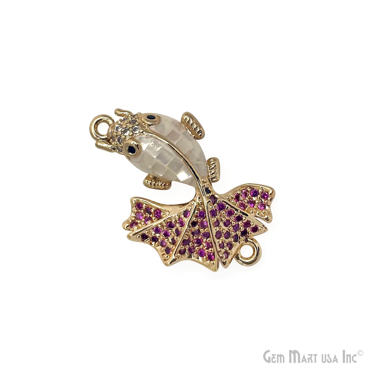 CZ Beads Fish Charm Pendant 26x16mm Natural Shell Paved Cute Fish Bracelet Charms