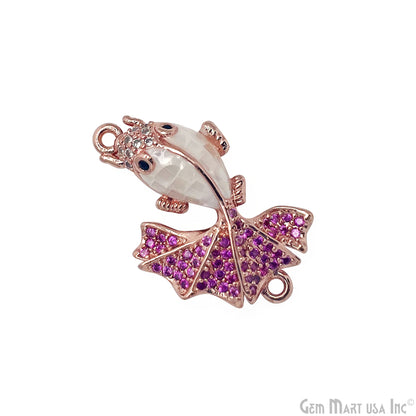 CZ Beads Fish Charm Pendant 26x16mm Natural Shell Paved Cute Fish Bracelet Charms