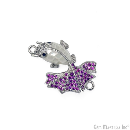 CZ Beads Fish Charm Pendant 26x16mm Natural Shell Paved Cute Fish Bracelet Charms