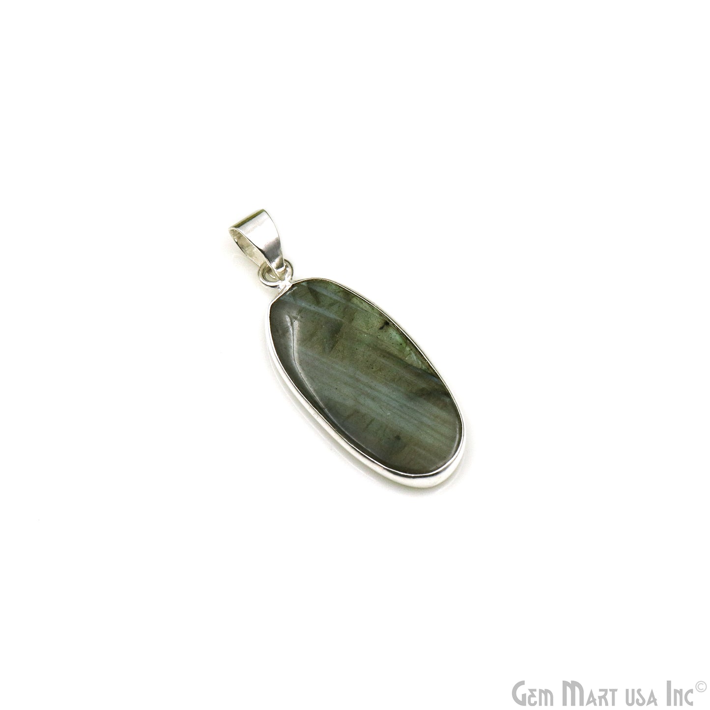 Labradorite Gemstone Oval 36x16mm Sterling Silver Necklace Pendant 1PC