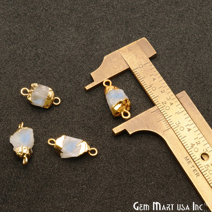 Rough Rainbow Moonstone Organic 19x10mm Gold Electroplated Pendant Connector - GemMartUSA