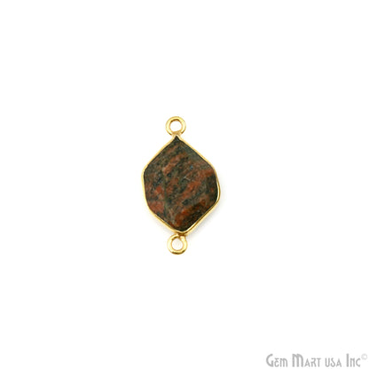 Free Form Double Bail 22x15mm Gold Plated Bezel Gemstone Connector