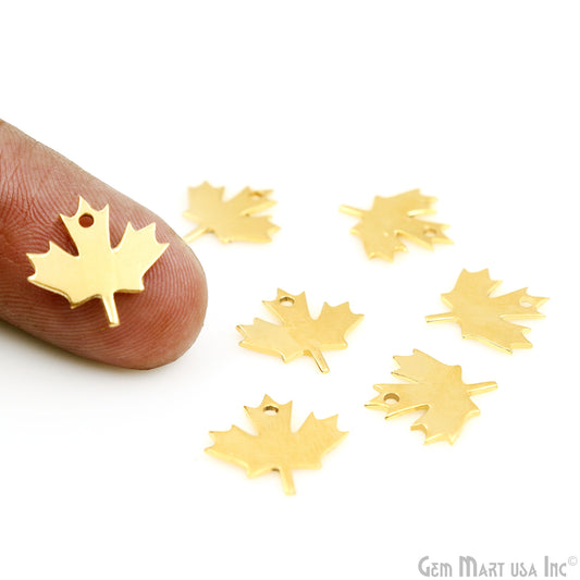 Maple Leaf Charm Laser Finding Gold Plated 15x14.8mm Charm For Bracelets & Pendants