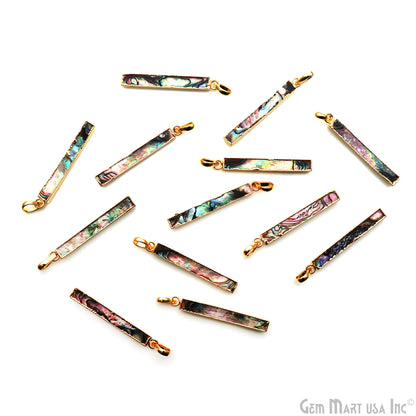 Abalone 45x7mm Gold Electroplated Bar Necklace Pendant