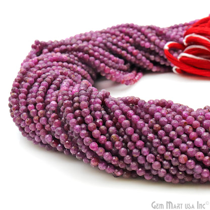 Ruby Rondelle Beads, 12-13 Inch Gemstone Strands, Drilled Strung Nugget Beads, Faceted Round, 3mm