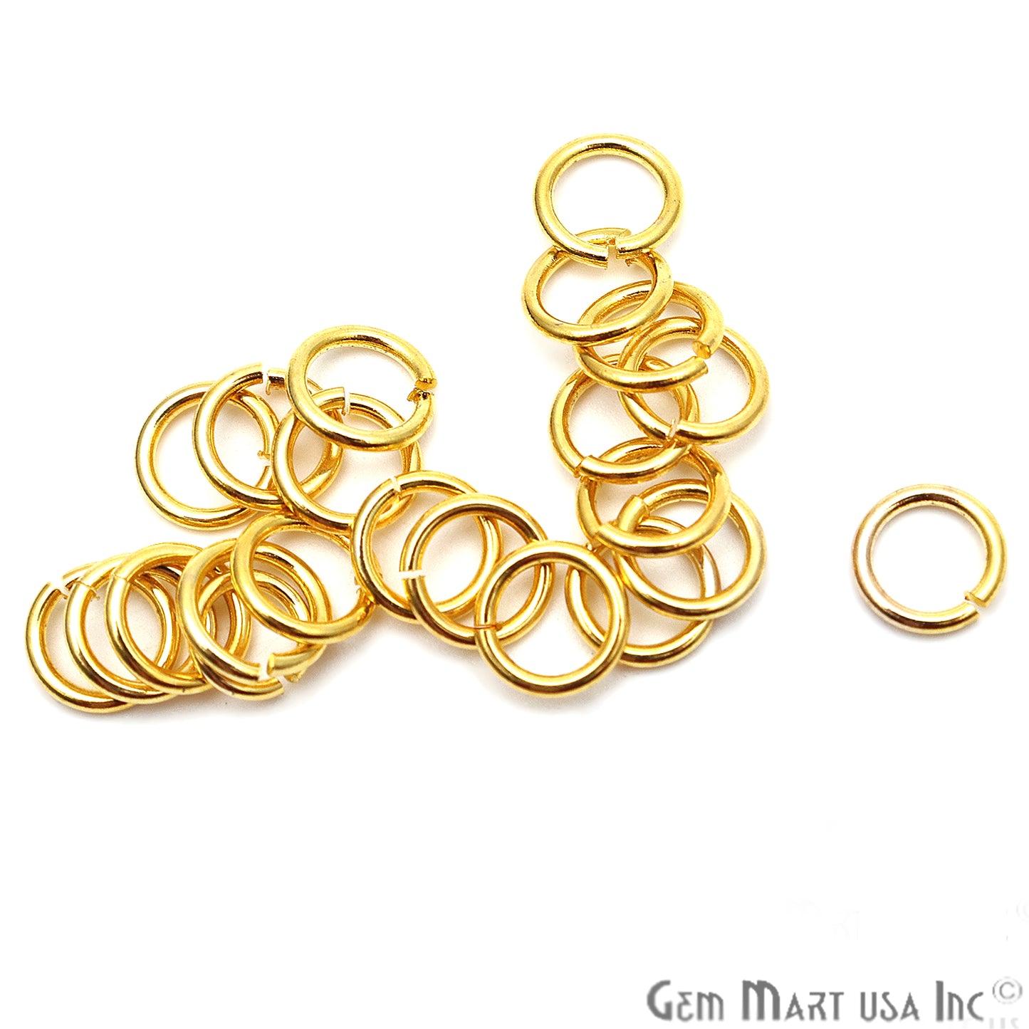 10pc Lot Open Jump Rings 6mm Gold Plated Finding Jewelry Charm - GemMartUSA