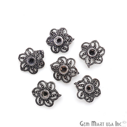 Flower Shape Oxidized 16x13mm Charm For Bracelets & Pendants - GemmartUSA