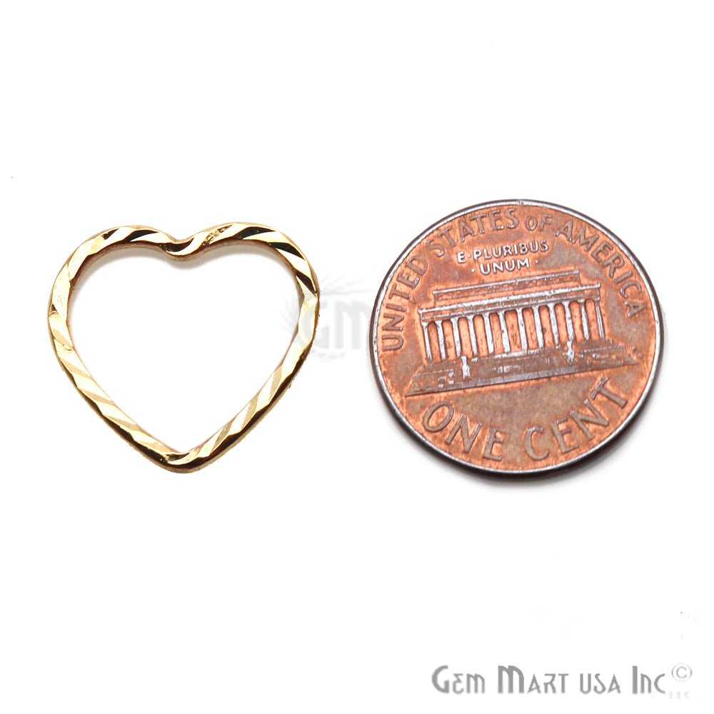 Gold Plated Heart Finding, Filigree Findings,Bracelets Heart Charm (Pick Size) - GemMartUSA