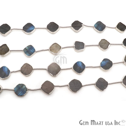 Labradorite Free Form 18x15mm Silver Edged Crafting Beads Gemstone Strands 9INCH - GemMartUSA