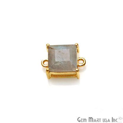 Labradorite Prong Setting Gold Plated Flashy Gemstone Connector - GemMartUSA