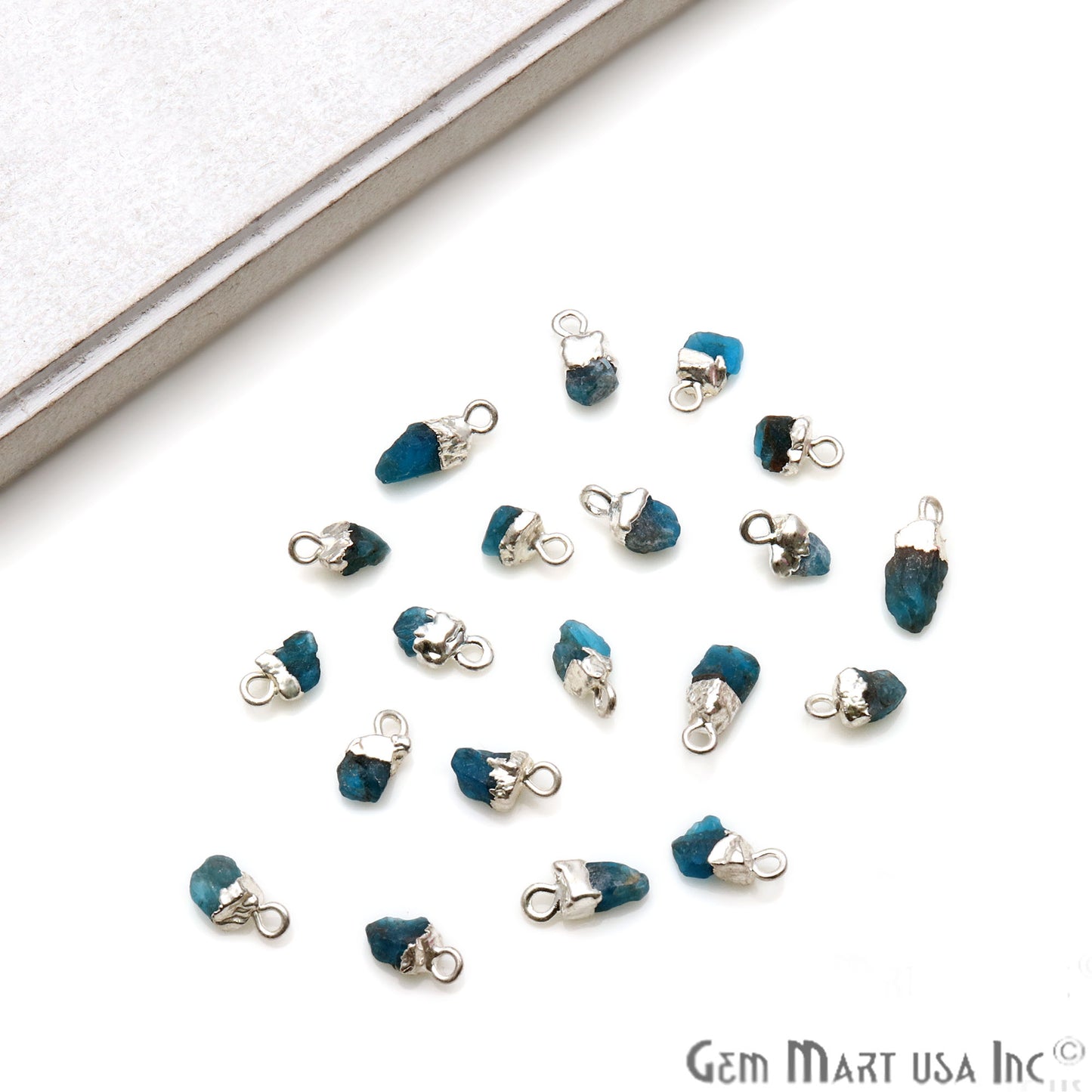 Neon Apatite Organic 13X7mm Single Bail Silver Electroplated Gemstone Connector - GemMartUSA