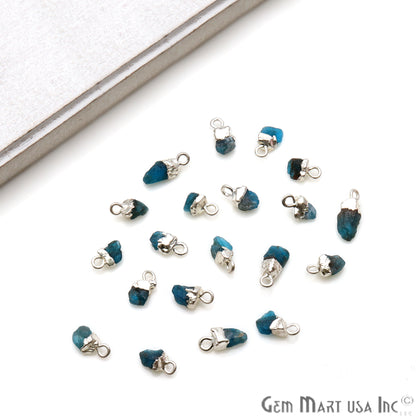 Neon Apatite Organic 13X7mm Single Bail Silver Electroplated Gemstone Connector - GemMartUSA