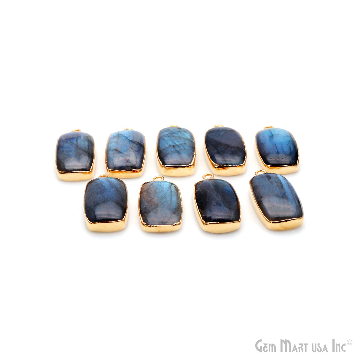 Flashy Labradorite 27x14mm Cabochon Octagon Single Bail Gold Electroplated Gemstone Connector
