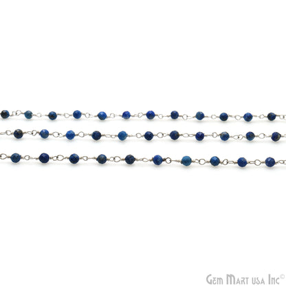 Lapis Faceted Beads 3-3.5mm Silver Plated Wire Wrapped Rosary Chain