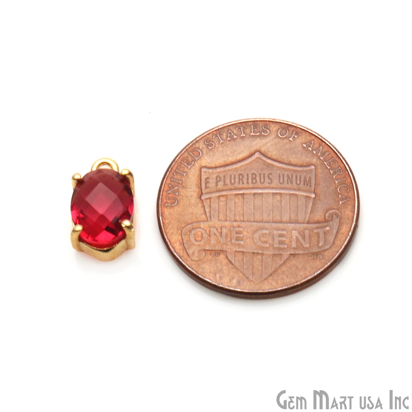 Oval 6x8mm Gold Plated Prong Setting Gemstone Connector (Pick Stone) - GemMartUSA