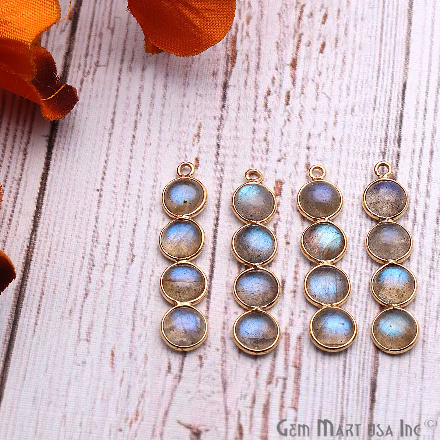 DIY Labradorite 43x8mm Gold Plated Chandelier Finding Component - GemMartUSA