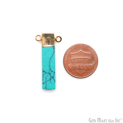 Dyed Howlite Rectangle 30x15mm Gold Electroplated Cat Bail Connector