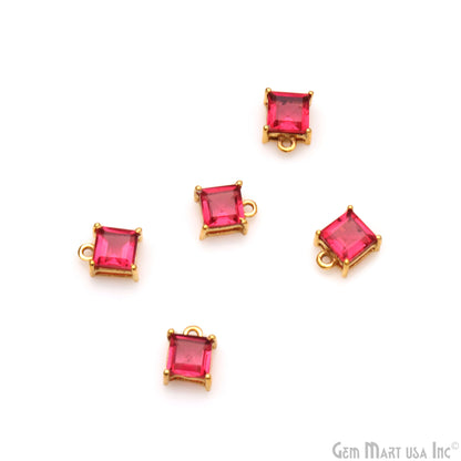 Gemstone 6mm Square Gold Plated Prong Setting Gemstone Connector