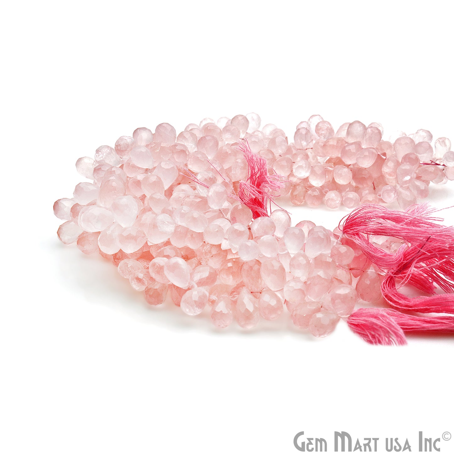 Rose Quartz Teardrop Beads, 10 Inch Gemstone Strands, Drilled Strung Briolette Beads, Teardrop Shape, 11x6mm