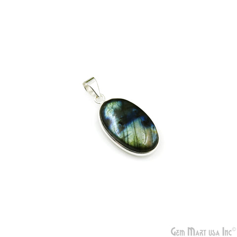 Labradorite Gemstone Oval 32x17mm Sterling Silver Necklace Pendant 1PC