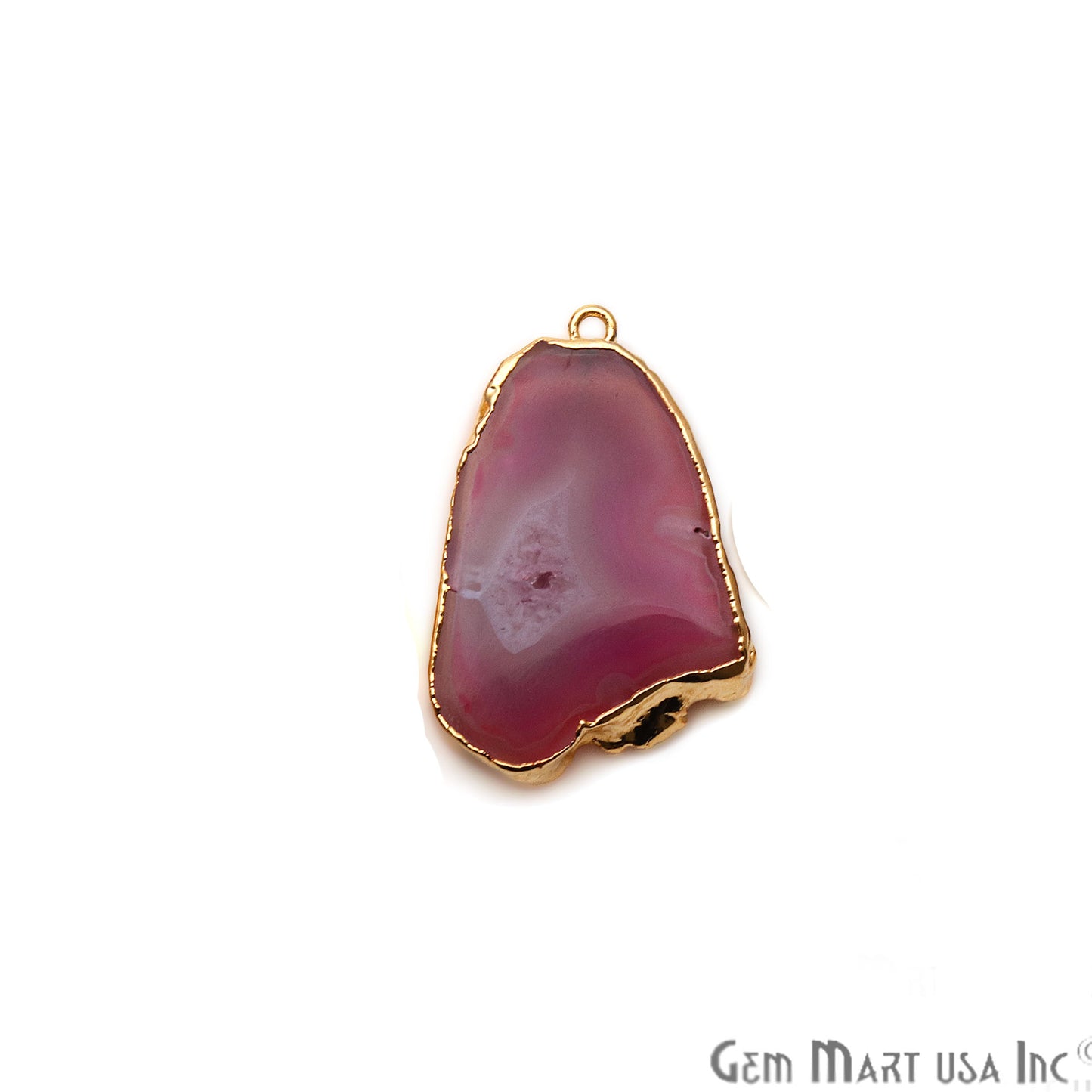 Agate Slice 22x37mm Organic Gold Electroplated Gemstone Earring Connector 1 Pair - GemMartUSA