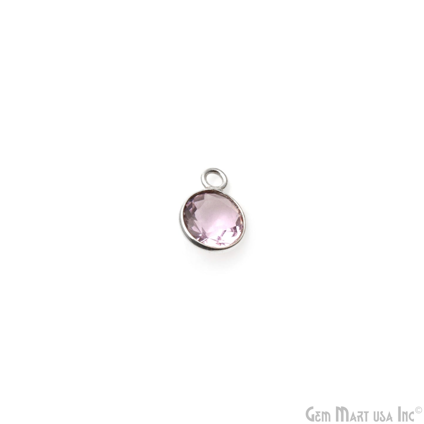 Morganite Quartz Round 6mm Brilliant Cut Silver Single Bail Connector