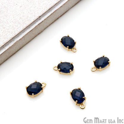 Oval 6x8mm Gold Plated Prong Setting Gemstone Connector (Pick Stone) - GemMartUSA