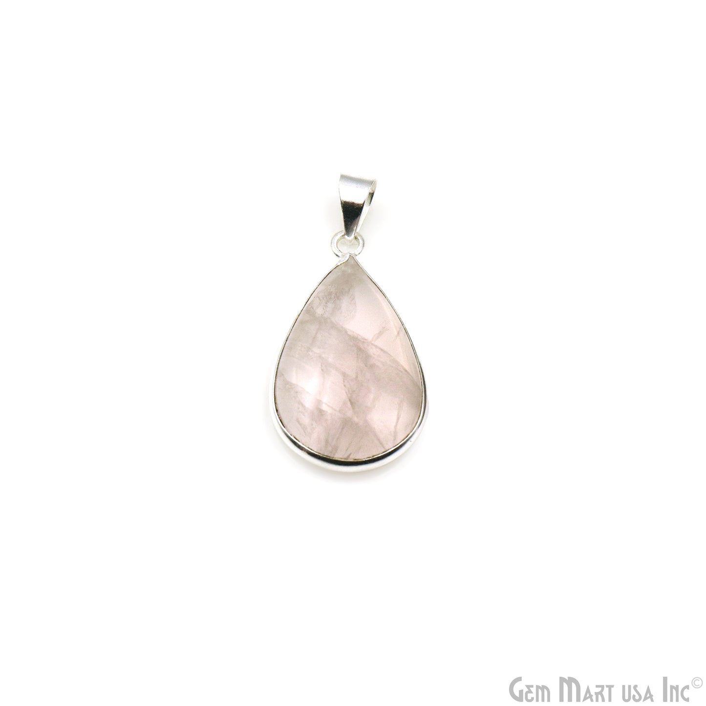 Rose Quartz Gemstone Pears 32x19mm Sterling Silver Necklace Pendant 1PC