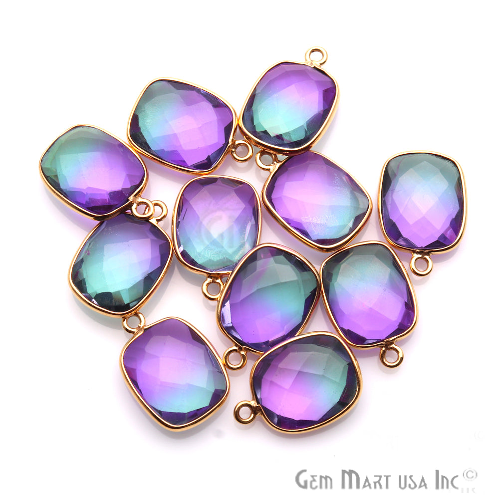 Doublet Aura Quartz 10x12mm Octagon Connector (Pick Color,Plating,Bail) - GemMartUSA