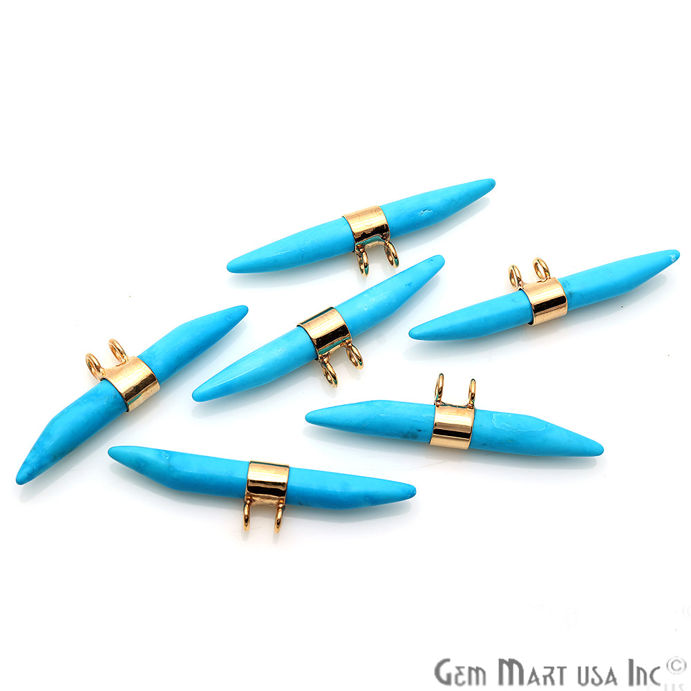 Double Point 41x9mm Gemstone Connector (Pick Your Gemstone & Plating) - GemMartUSA