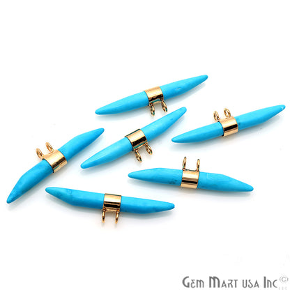 Double Point 41x9mm Gemstone Connector (Pick Your Gemstone & Plating) - GemMartUSA