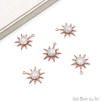 Gemstone Rising Sun Connector Sunburst Pendant Gold Plated 9mm