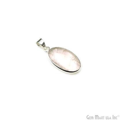 Rose Quartz Gemstone Oval 31x16mm Sterling Silver Necklace Pendant 1PC