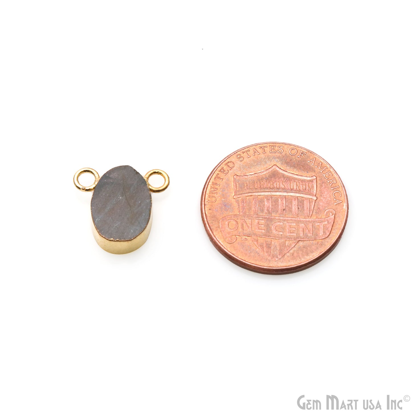 Labradorite Free Form Shape 13x11mm Gold Electroplated Connector