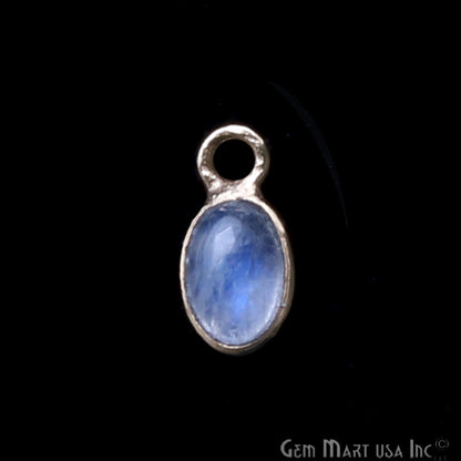 Rainbow Moonstone 6x4mm Oval Gold Plated Cabochon Gemstone Connector - GemMartUSA