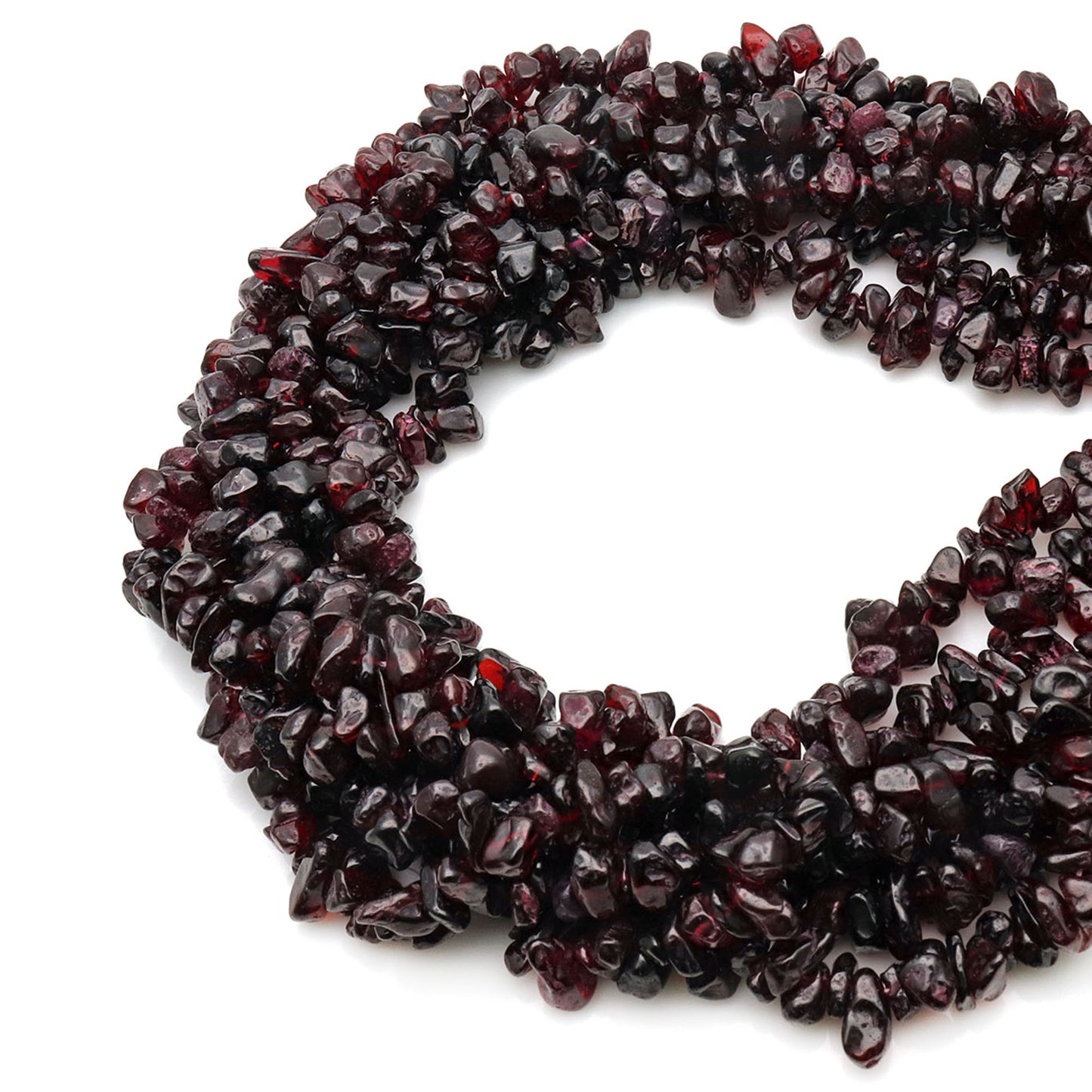 Garnet Chip Beads, 34 Inch, Natural Chip Strands, Drilled Strung Nugget Beads, 7-10mm, Polished, GemmartUSA (CHGT-70004)