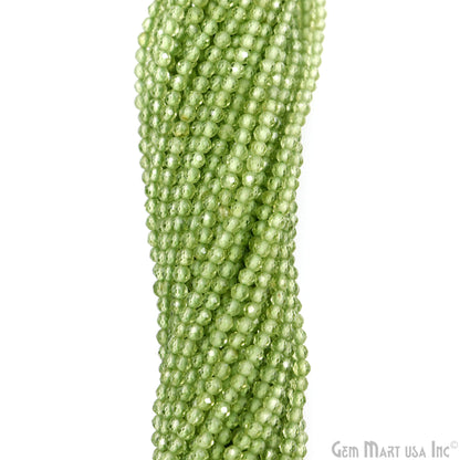 Peridot Rondelle Beads, 12-13 Inch Gemstone Strands, Drilled Strung Nugget Beads, Faceted Round, 2-2.5mm