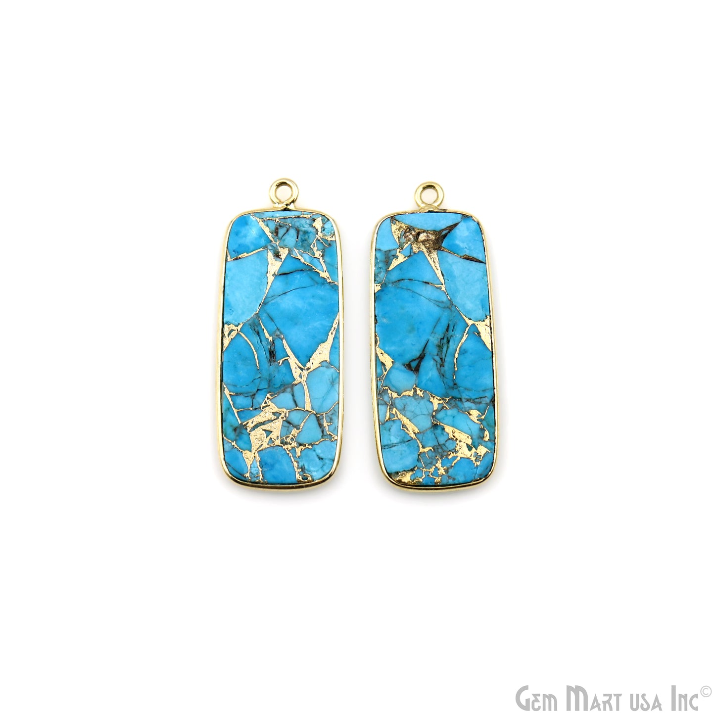 Turquoise Mohave 34x12mm Gold Plated Single Bail Earring Connector 1 Pair