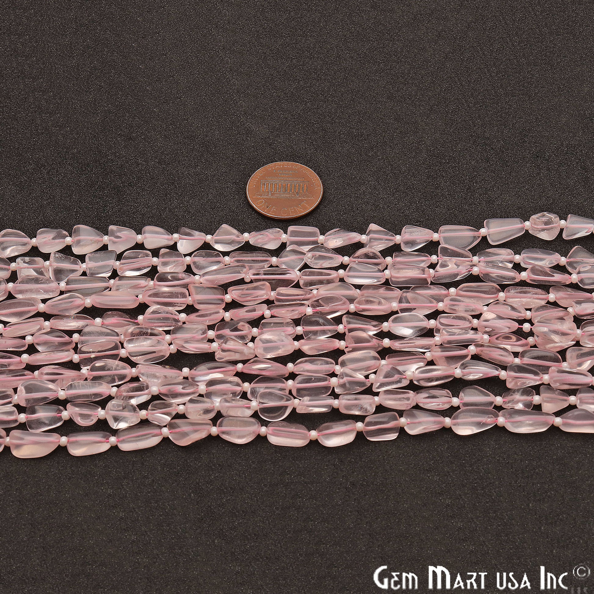 Rose Quartz Free Form 9x7mm Tumble Beads Gemstone Strands - GemMartUSA