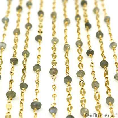 Labradorite Beads Gold Plated Finding Rosary Chain