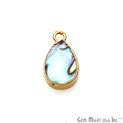 Abalone Shell 8x12mm Pear Shape Single Gold Edged Connector - GemMartUSA