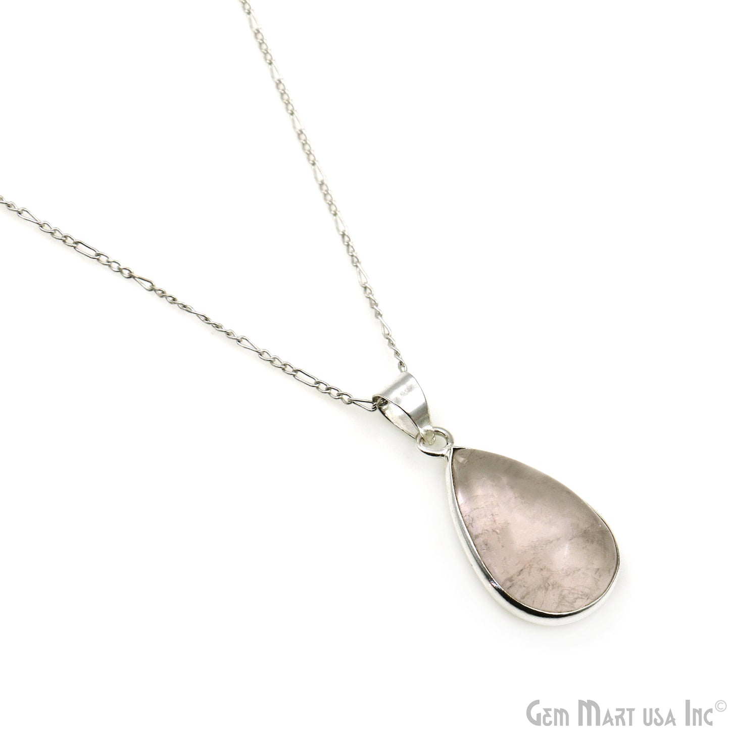 Rose Quartz Gemstone Pears 29x16mm Sterling Silver Necklace Pendant 1PC