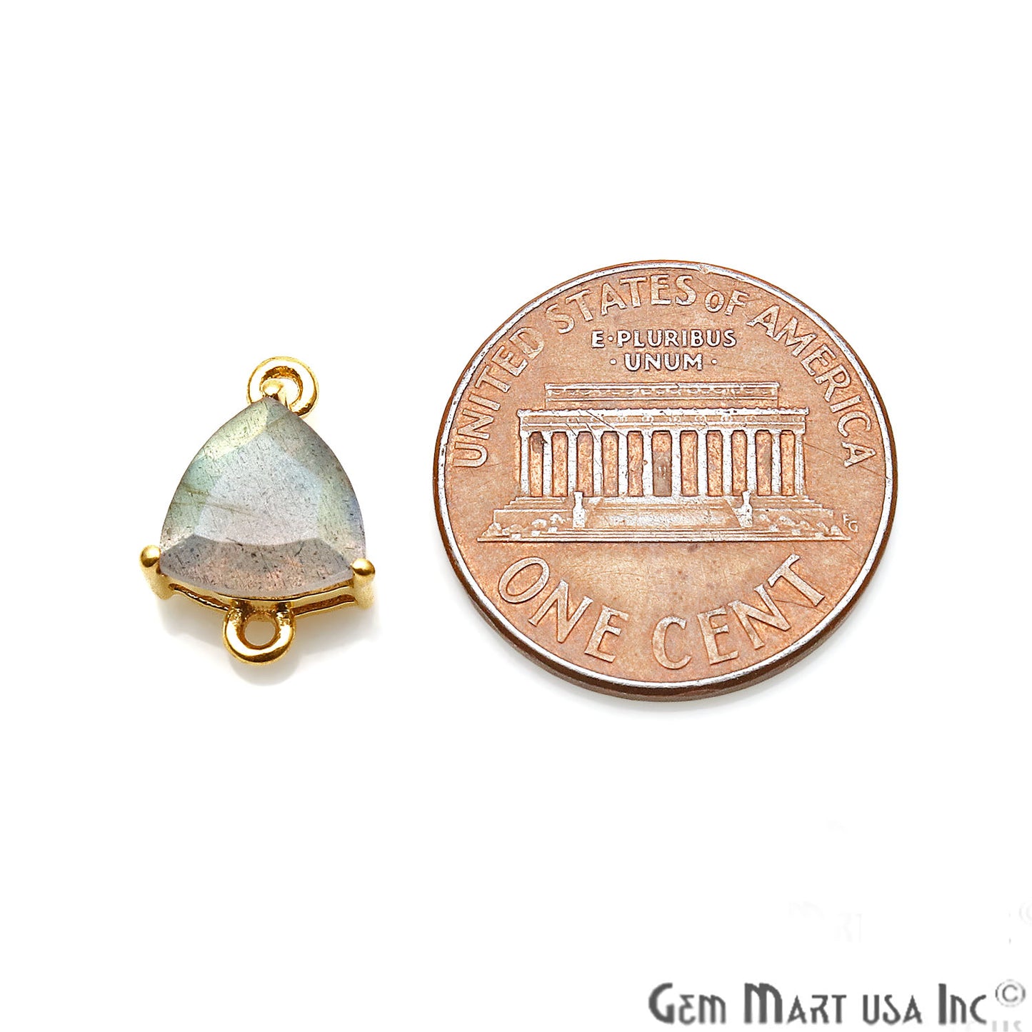 Labradorite Prong Setting Gold Plated Flashy Gemstone Connector - GemMartUSA