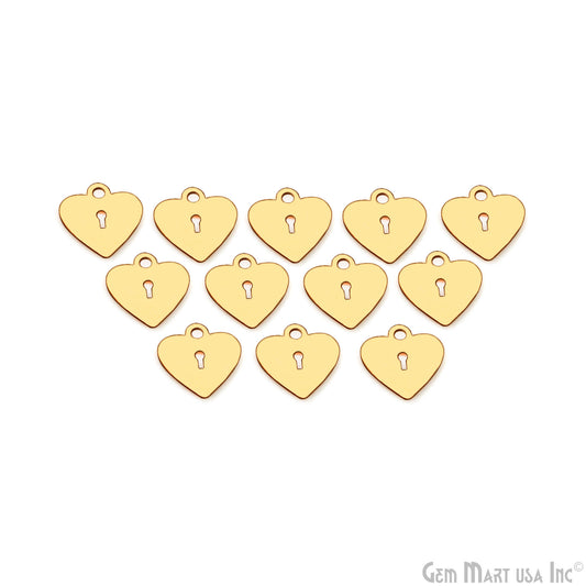 Lock Heart Charm Laser Finding Gold Plated 20mm Charm For Bracelets & Pendants