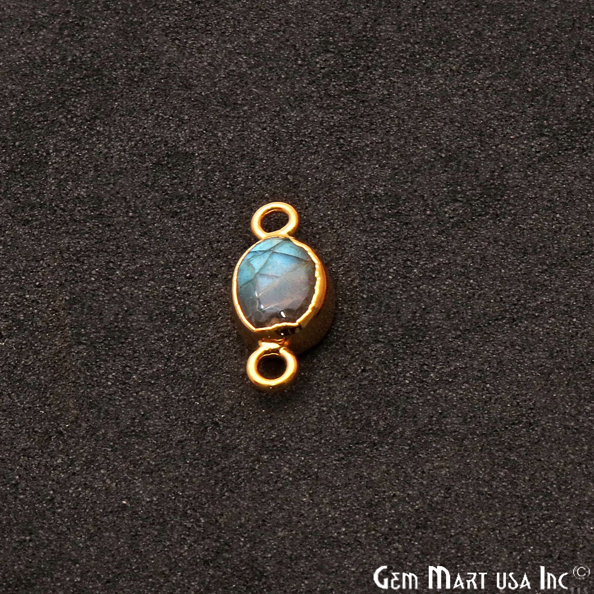 Flashy Labradorite Oval Shape Gold Edge 17x7mm Double Bail Connector - GemMartUSA