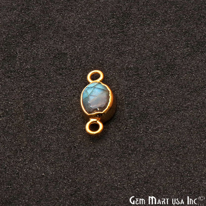 Flashy Labradorite Oval Shape Gold Edge 17x7mm Double Bail Connector - GemMartUSA