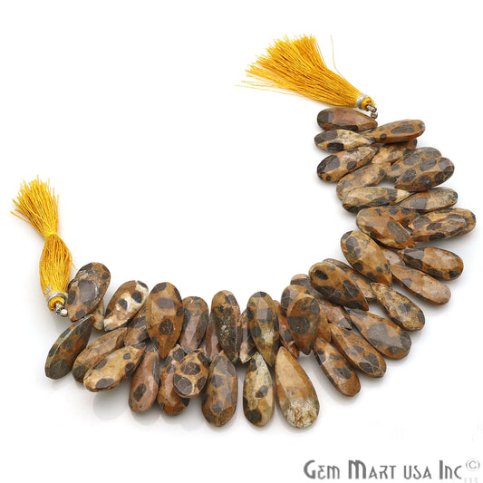 Leopard Skin Jasper Pear 23x11mm Crafting Beads Gemstone Briolette Strands 8 Inch - GemmartUSA
