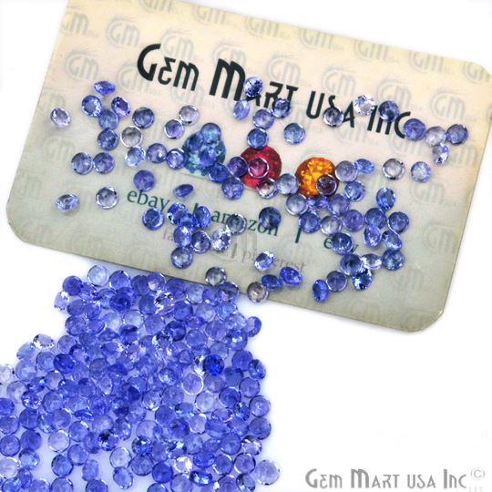 Tanzanite Wholesale Gemstones, 100% Natural Precious Gems, Blue and Purple Faceted Loose Gems, 3-4mm, Round, 5 Carats