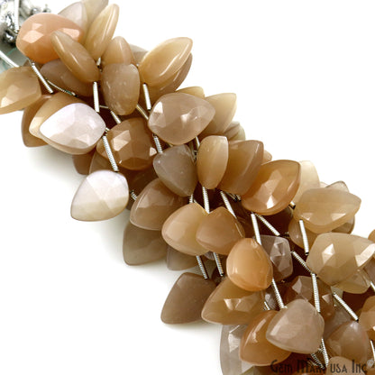 Peach Moonstone Kite Beads, 6 Inch Gemstone Strands, Drilled Strung Briolette Beads, Kite Shape, 16x12mm