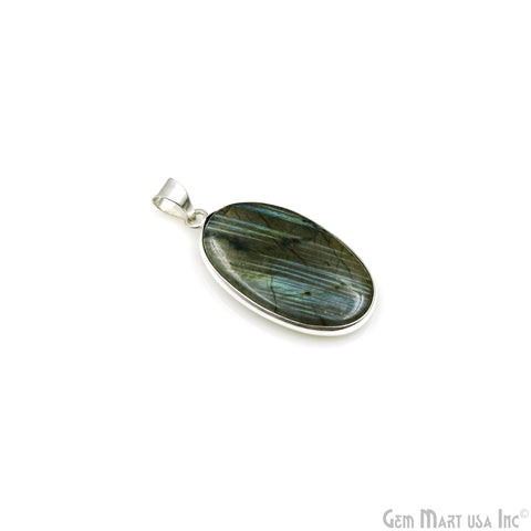 Labradorite Gemstone Oval 37x20mm Sterling Silver Necklace Pendant 1PC